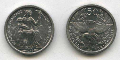 New Caledonia KM1(U) New Caledonia 50 Centimes (Dull) β Lot of 14 representative product image