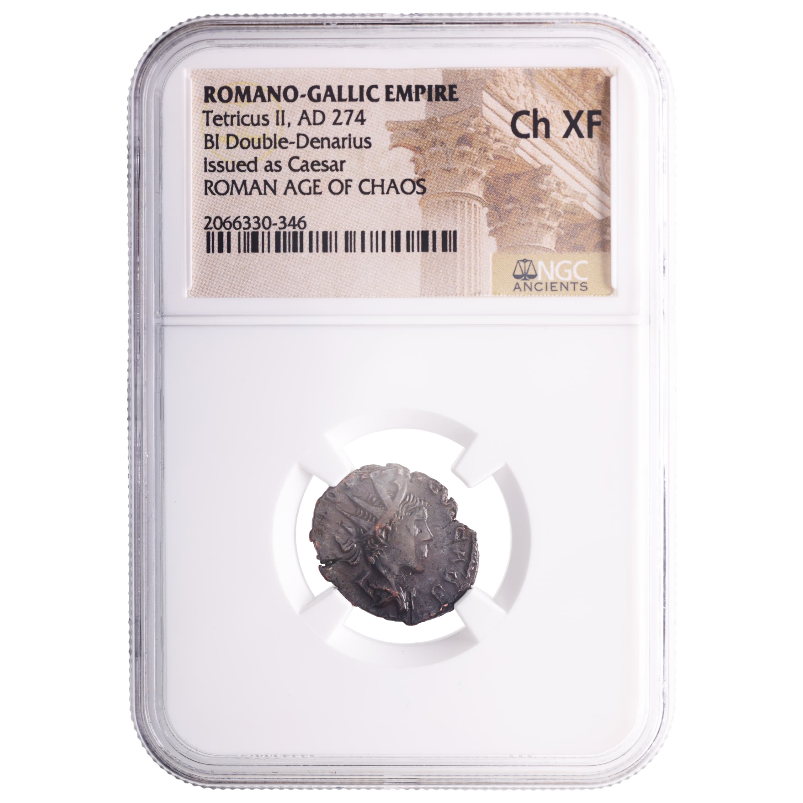 NGC-Certified Roman Coin: TETRICUS2ND(ANT), Grade CH-XF β representative ECC supplier stock image; exact coin and slab vary