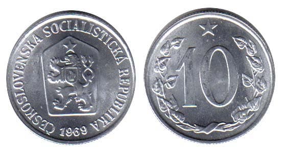 Czechoslovakia KM49.1(U) 10 Haleru β Lot of 65 representative product image