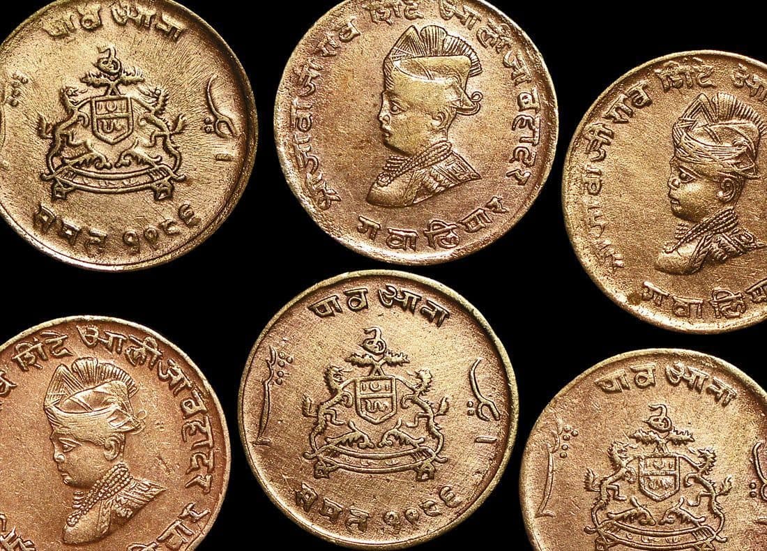 India Princely States KM176.2(CL) India, Princely States, Gwalior, Jivaji Rao (1925-1948 CE), 1929, Quarter Anna – Lot of 10 representative product image