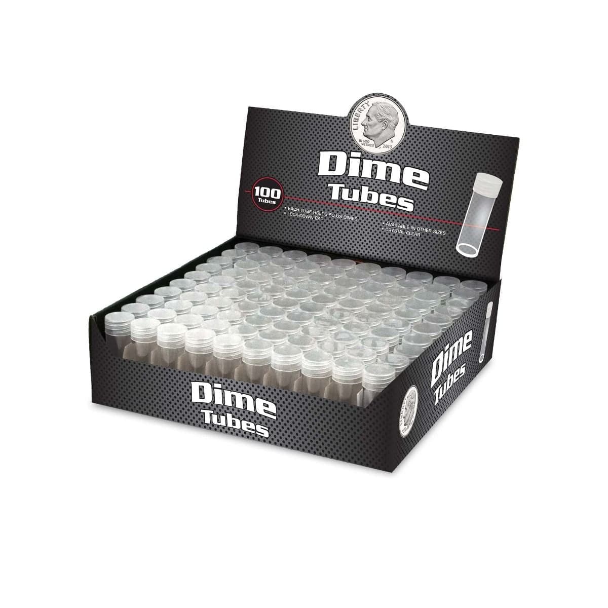Open box of BCW Coin Tubes - Dime