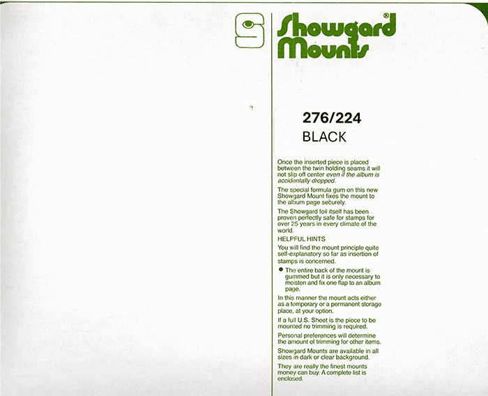 276/224 Showgard Mounts for Souvenir Sheets (Black)