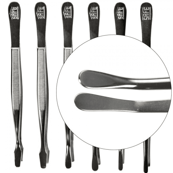 Curved Round Tip Nickel Tongs - 4 3/4"