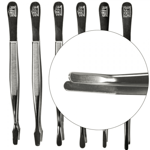 Curved Narrow Tip Nickel Tongs - 4 3/4"