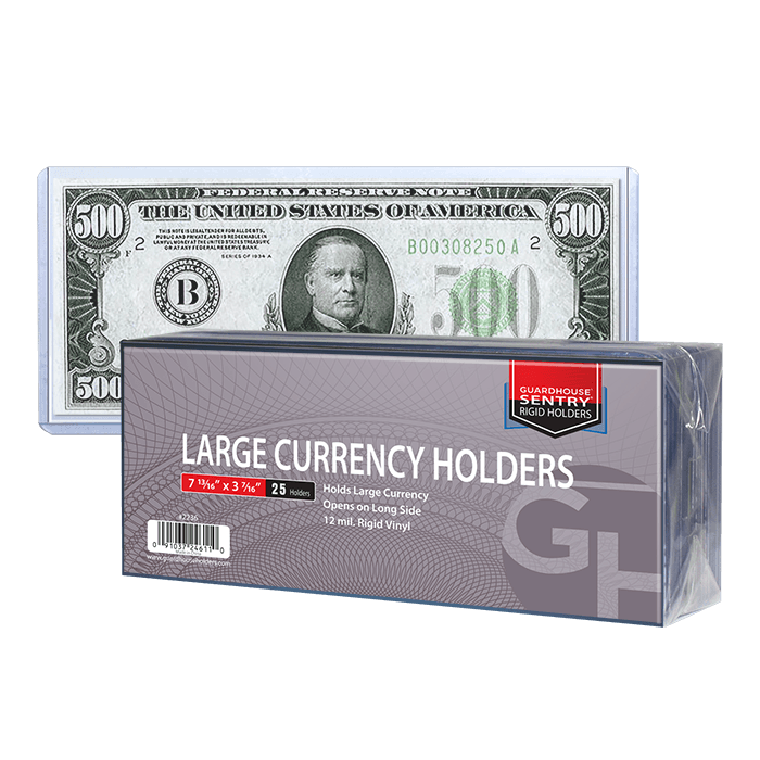 Large Currency Sentry Holders - 7 13/16x3 7/16
