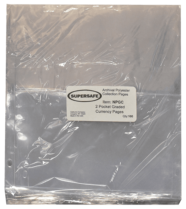 2 Pocket Pages (Archival) 100 per pack - Graded Currency