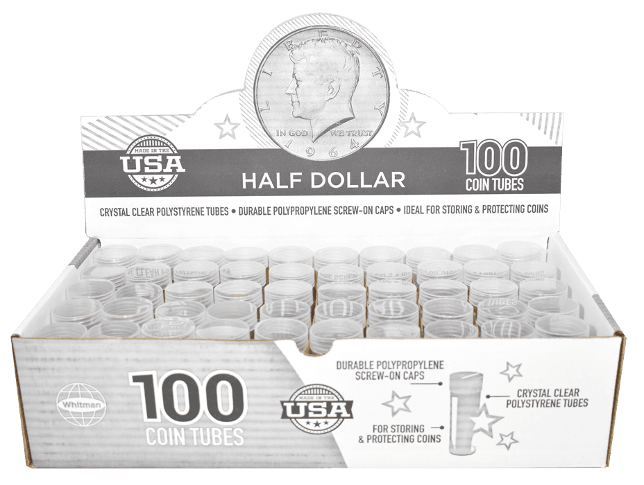 Round Coin Tube-Half-Dollar, 100/box