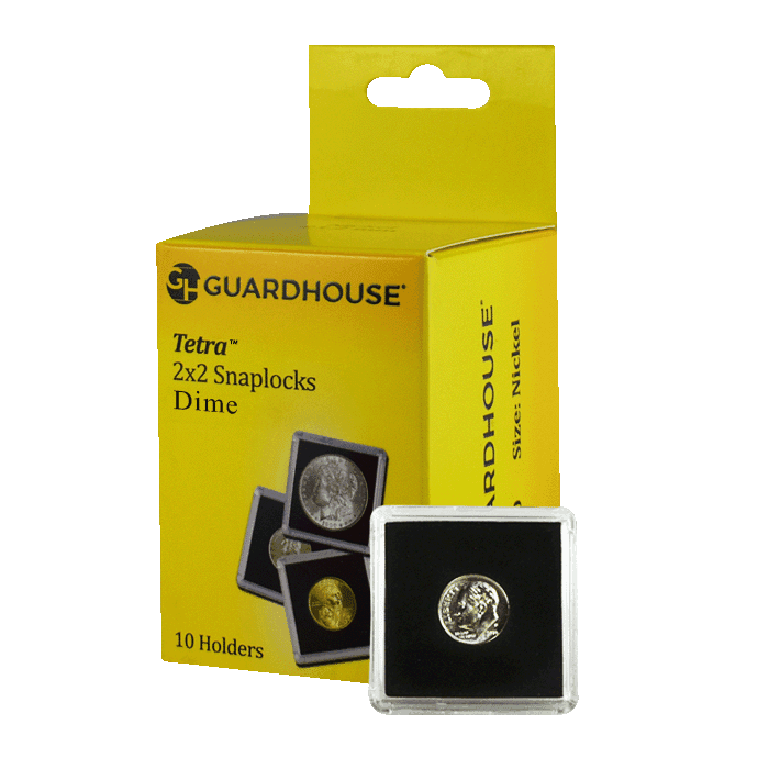 Dime, $2.50 Gold 2x2 Tetra Snaplock Coin Holder - 10 per pack