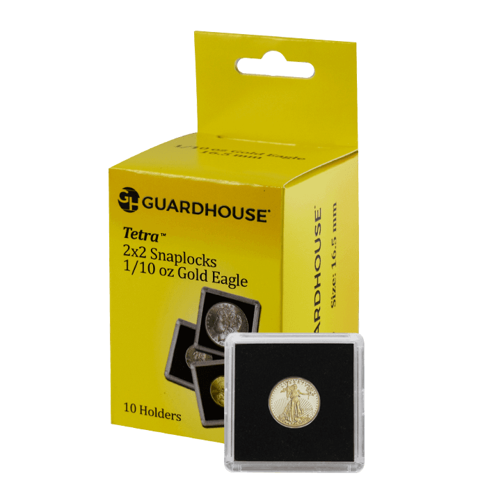 1/10 Oz American Gold Eagle 2x2 Tetra Snaplock Coin Holder - 10 per pack