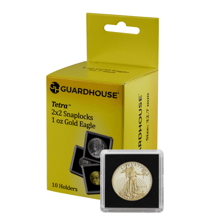 1 Oz American Gold Eagle 2x2 Tetra Snaplock Coin Holder - 10 per pack