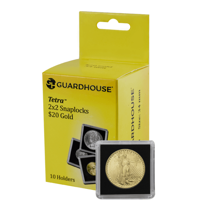 20 Dollar Gold 2x2 Tetra Snaplock Coin Holder - 10 per pack