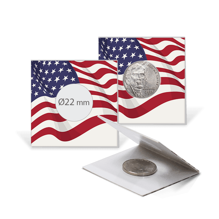 2x2 Paper Coin Holders for Cent / Nickel - American Flag - alternate view 1