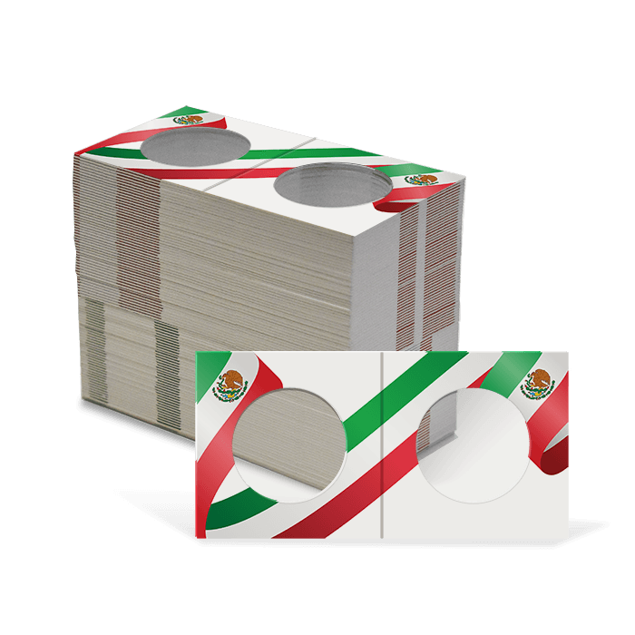 2x2 Paper Coin Holders for Half/Small Dollar/Quarter - Mexican Flag