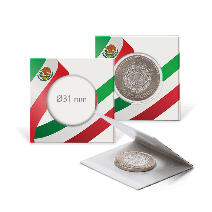 2x2 Paper Coin Holders for Half/Small Dollar/Quarter - Mexican Flag - alternate view 1