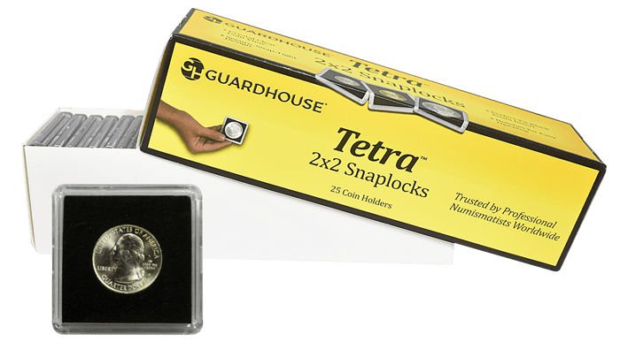 Quarter Tetra 2x2 Tetra Snaplock Coin Holder - 25 per pack