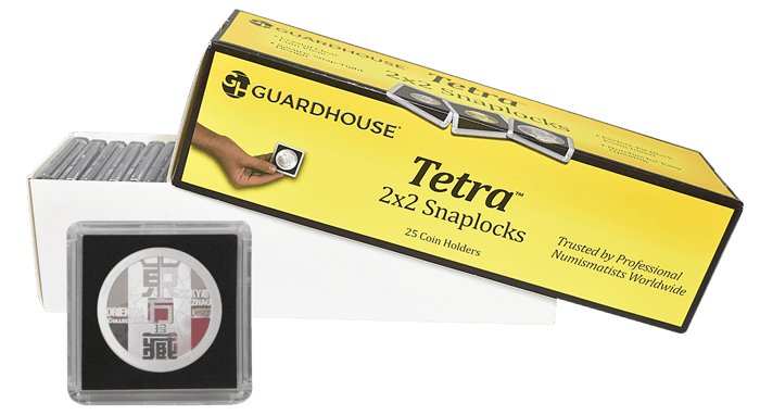 39mm Silver Round 2x2 Tetra Snaplock Coin Holder - 25 per pack