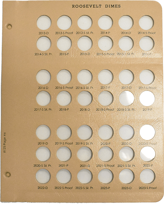 Roosevelt Dimes 2013 - 2023 with Proof Replacement Page 6