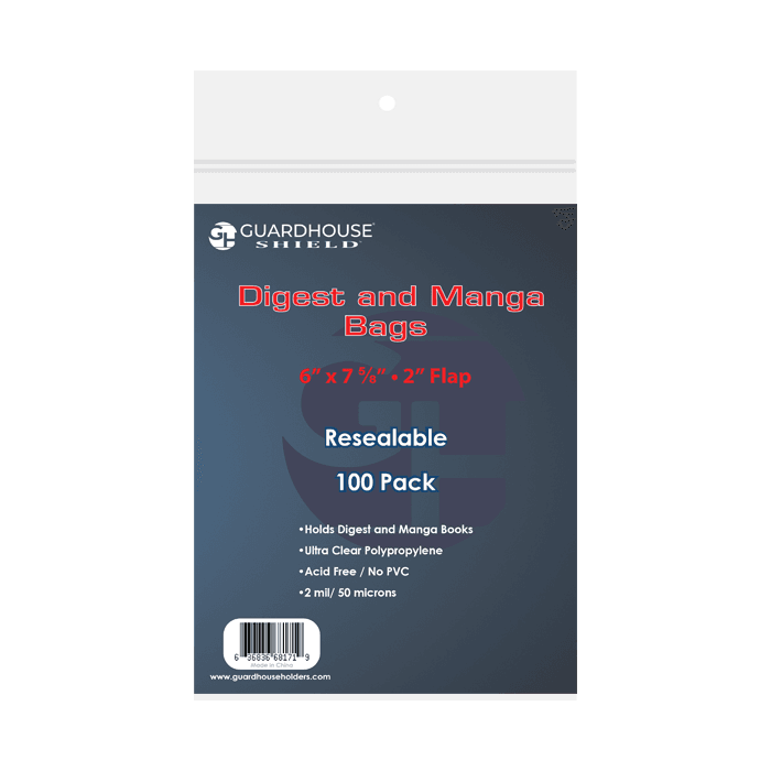 Shield Resealable Bag for Digest or Manga Books 6 x 7 5/8