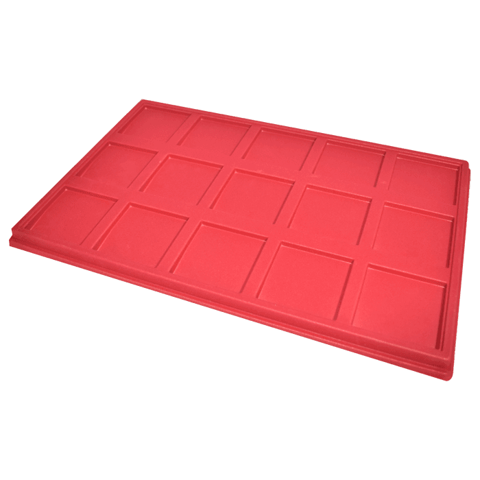 Red 2.5x2.5 Universal Tray for Dealer Display - 15 slots