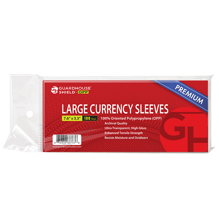 Shield OPP - Large Currency Sleeves - Premium OPP Currency Sleeves