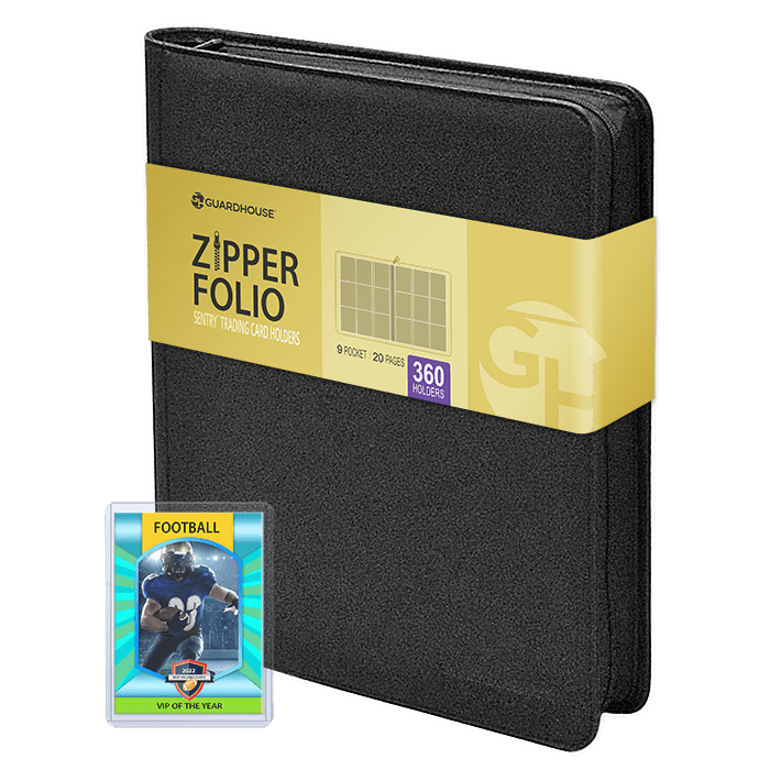 9 Pocket Zipper Folio for Sentry Card Holders - Charcoal