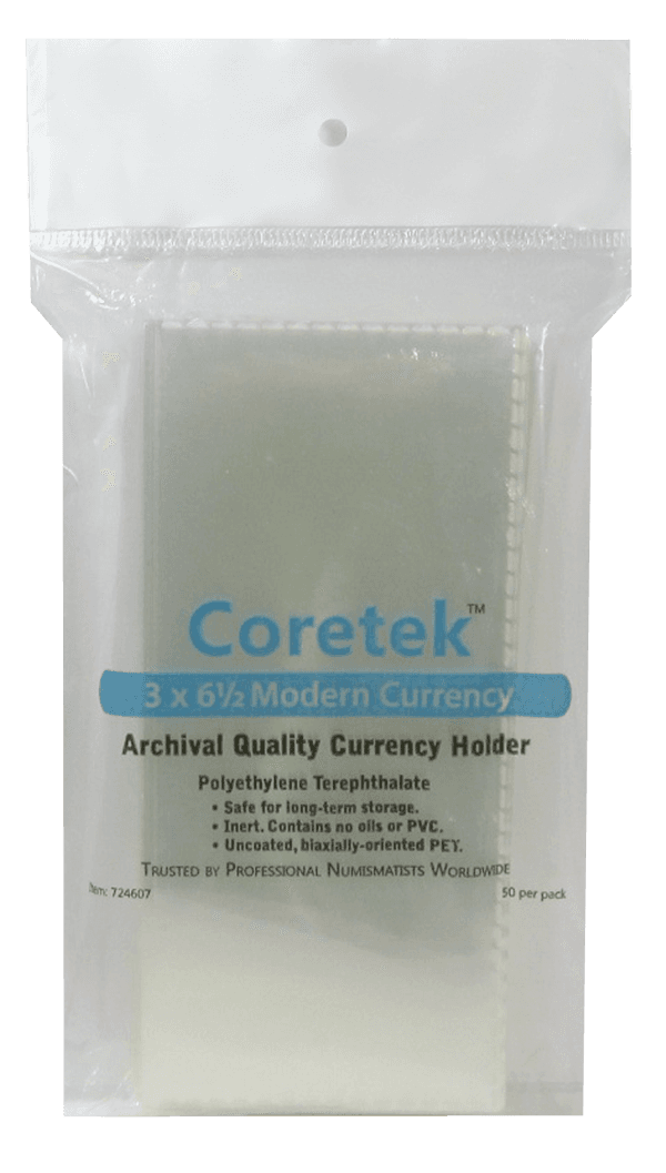Coretek Modern Currency Sleeve 6 1/2 x 3 - 50 pack