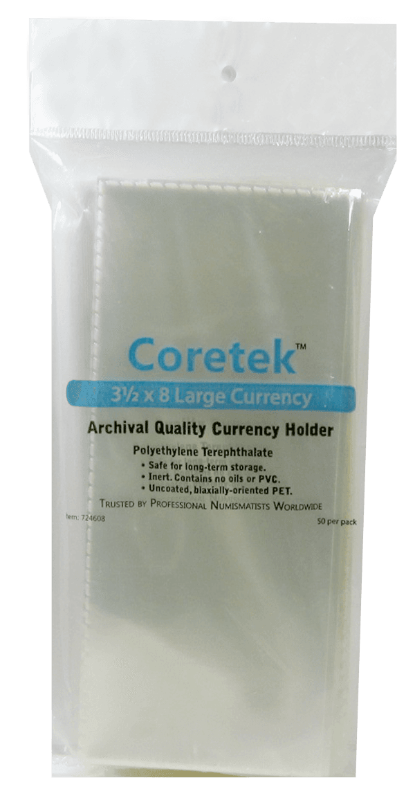 Coretek Large Currency Sleeve 8 x 3 1/2- 50 pack