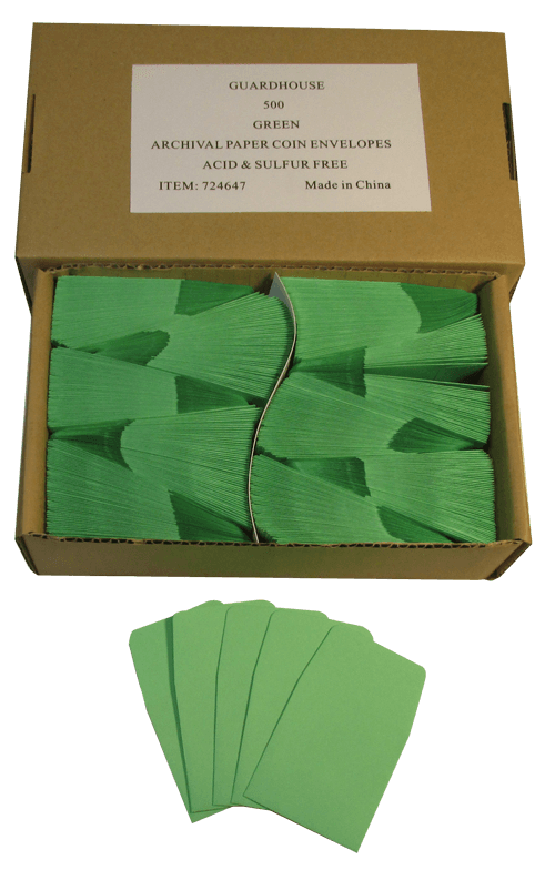Paper Coin Envelope, Green - Qty: 500