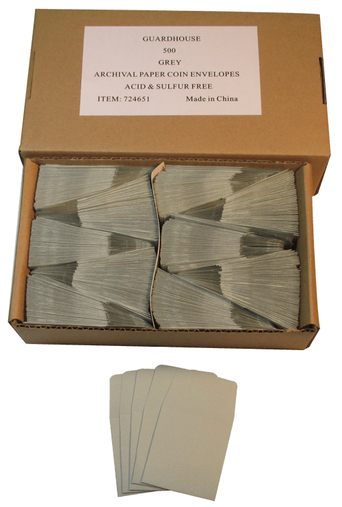 Paper Coin Envelope, Grey - Qty: 500
