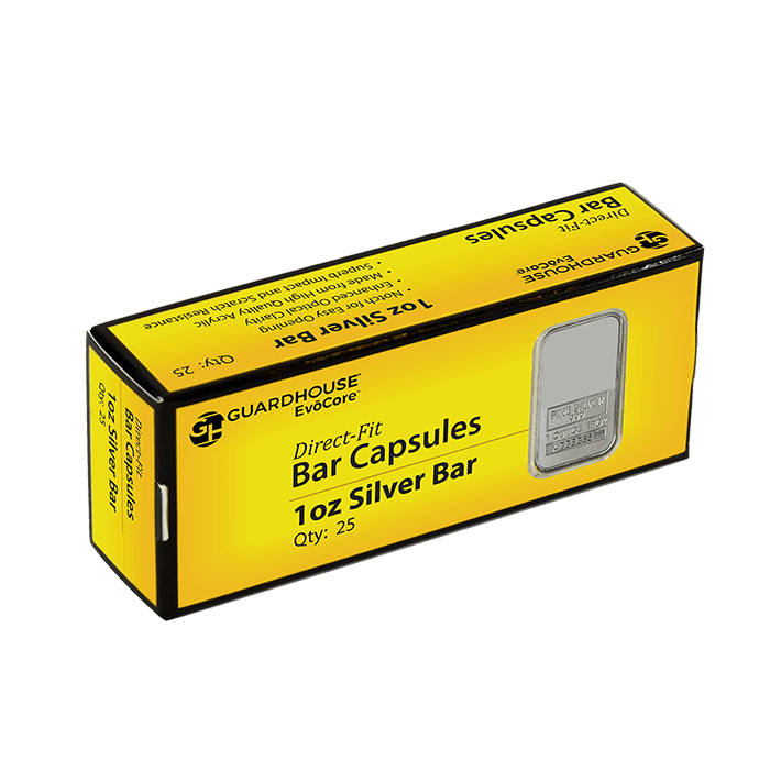 1 oz Silver Bar Direct-Fit EvoCore Coin Capsules - 25 per box.