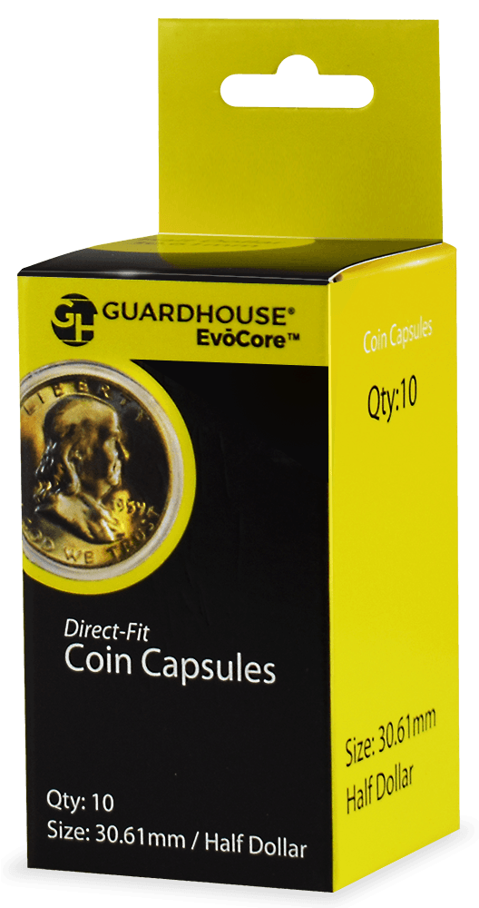 Half Dollar (30.6mm) Direct-Fit EvoCore Coin Capsules - 10 Pack