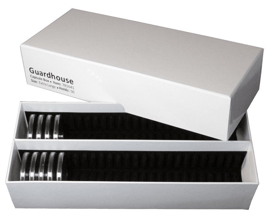 Guardhouse Double Row Coin Capsule Box - 50 Extra Large Capsules