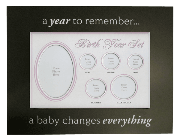 Birth Year Coin Set Frame - Baby Girl