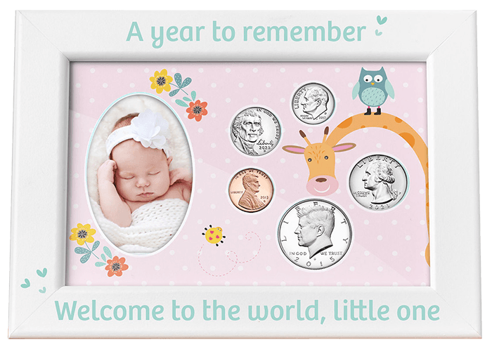 Babys First Year Coin & Photo Frame (Girl)