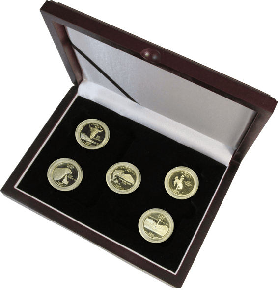 Guardhouse Wood Display Box - GH-W1300 - Holds 5 Small Guardhouse coin capsules - alternate view 3