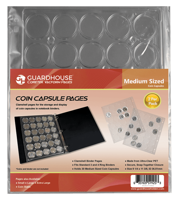 Coin Capsule Page - Medium (PET Vac Form)