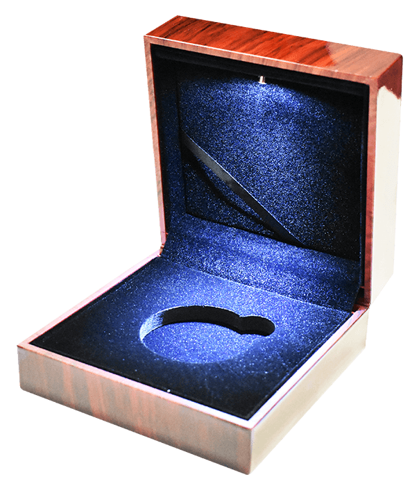 Lighted L Capsule Box with Faux Wood Grain Finish
