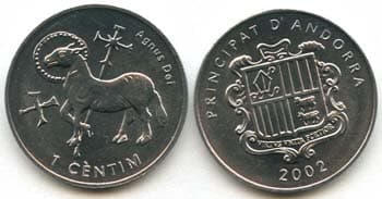 Andorra KM178(U) 1 Centime - Agnus Dei β Lot of 35 representative product image