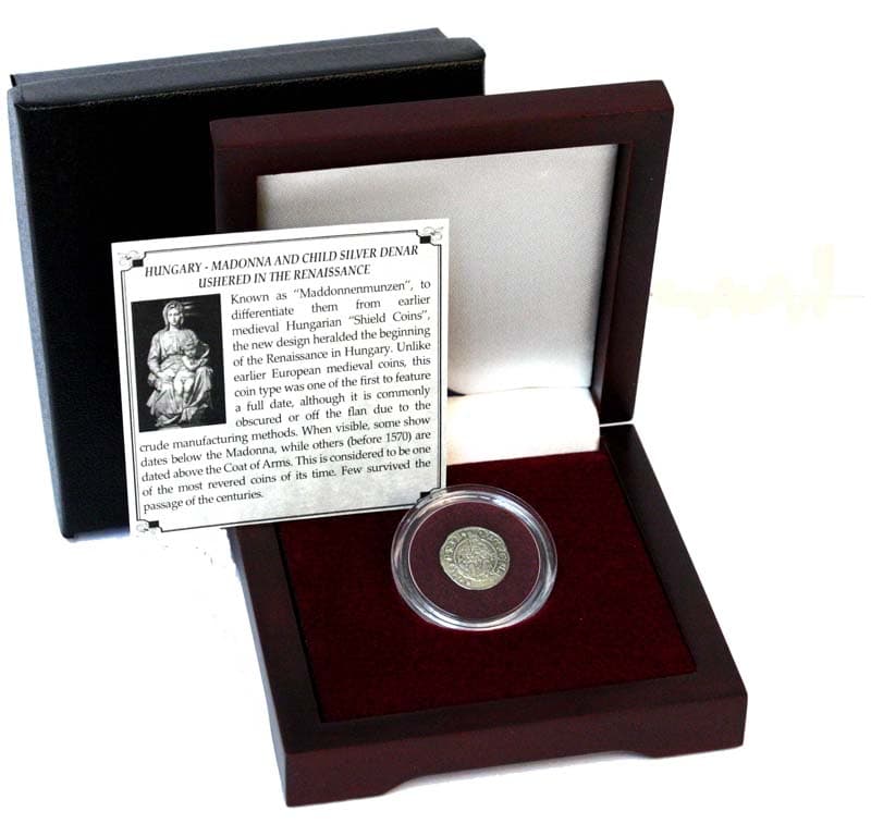 Madonna & Child Box: Virgin Mary and baby Jesus Silver Denar of Hungary (One-Coin Box) representative product image