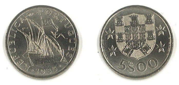 Portugal KM591(U) 5 Escudos β Lot of 10 representative product image