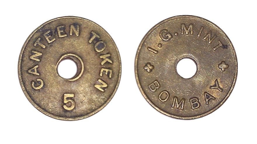 India KMT5(C) Canteen Token - 5 β Lot of 31 representative product image