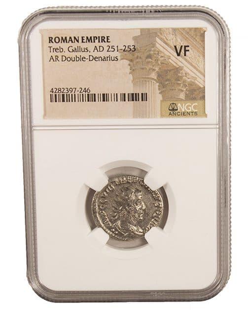 NGC-Certified Roman Coin: Trebonianus Gallus, ANT, Grade VF β representative ECC supplier stock image; exact coin and slab vary