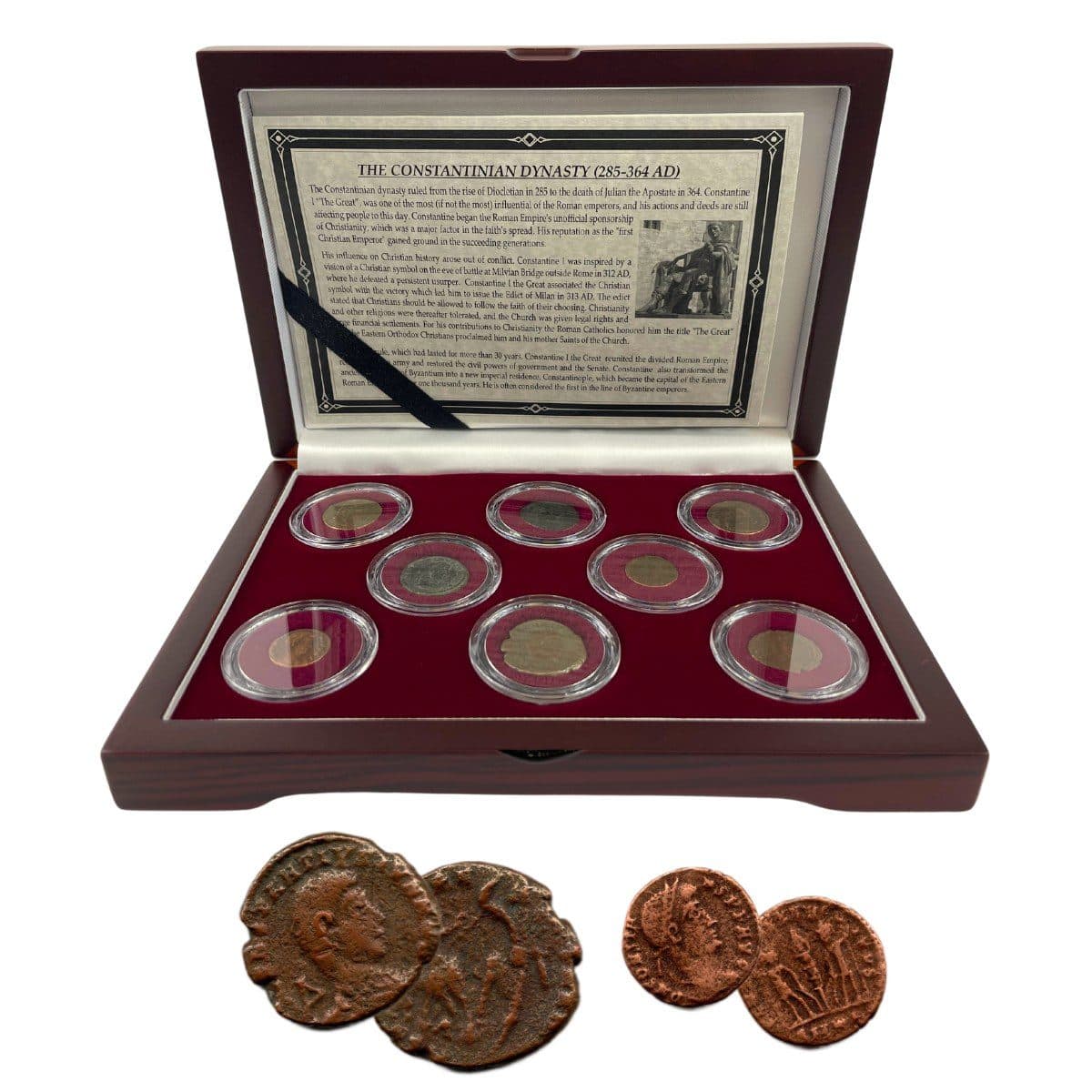 Constantine Dynasty: Box of 8 Roman Bronze Coins (Eight-Coin Box) representative product image