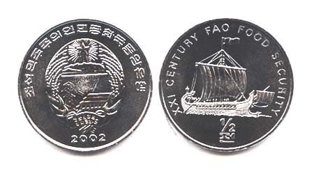 Korea North KM191(U) 1/2 Chon (Ship 2) β Lot of 100 representative product image
