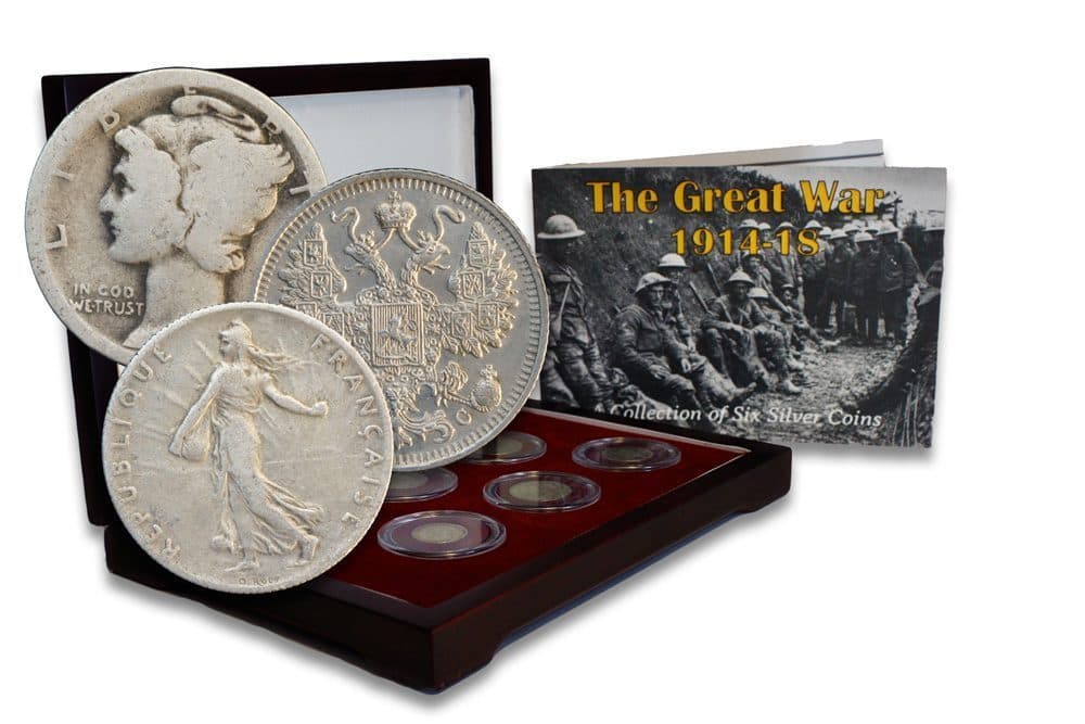 The Great War Box: 6 Silver Coins from the First World War (WWI) (Six-Coin Box) representative product image