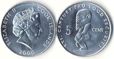 1,000 Cook Islands KM369(U) 5 Cents Bulk World Coins representative product image