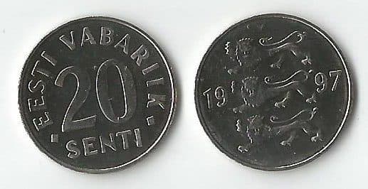 1,000 Estonia KM23a(U) 20 Senti Bulk World Coins representative product image