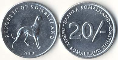 Somaliland KM6(U) 20 Shillings (Dog) β Lot of 100 representative product image