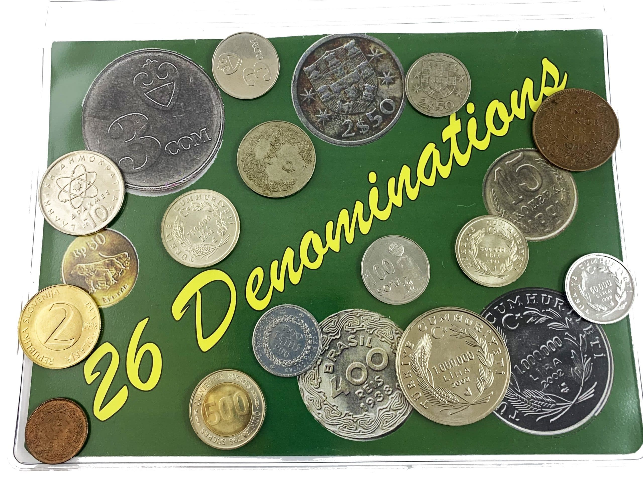 Coins in 26 Denominations, from 1/12 anna to 1000000 lira (C-U) representative product image