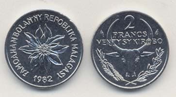 Madagascar KM9(U) 2 Francs β Lot of 25 representative product image